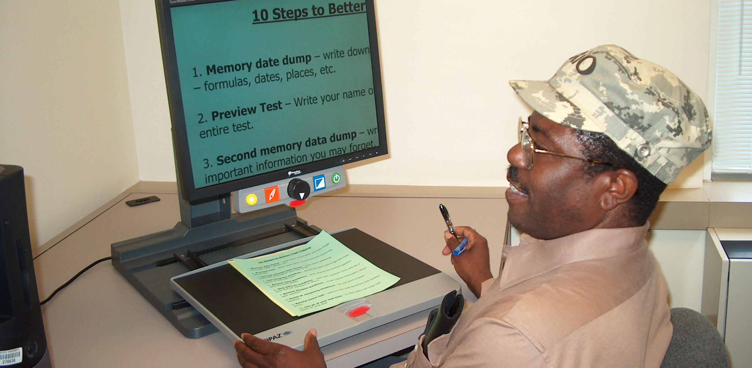 Students using a screen magnifier